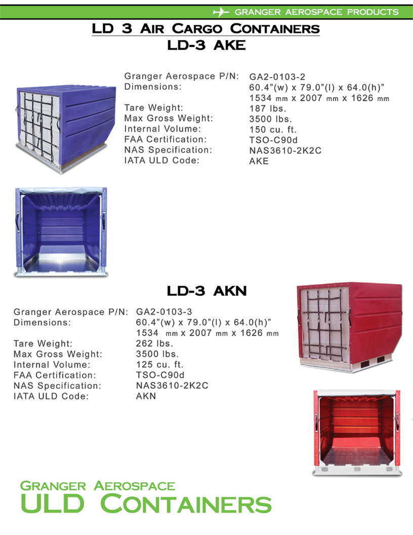 LD 3, LD 3 Air Cargo Container, AKE, AKN, LD 3 Air Freight, ULD 3, Granger Aerospace LD 3